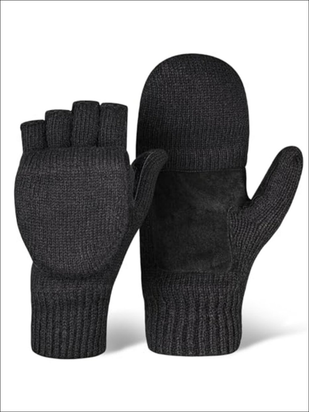 Fingerless Winter Gloves Convertible Mittens Wool